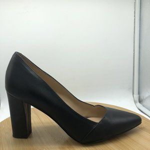 Franco Sarto Womens 8 M Black Leather Classic Pump Heel Pointed Toe Shoes